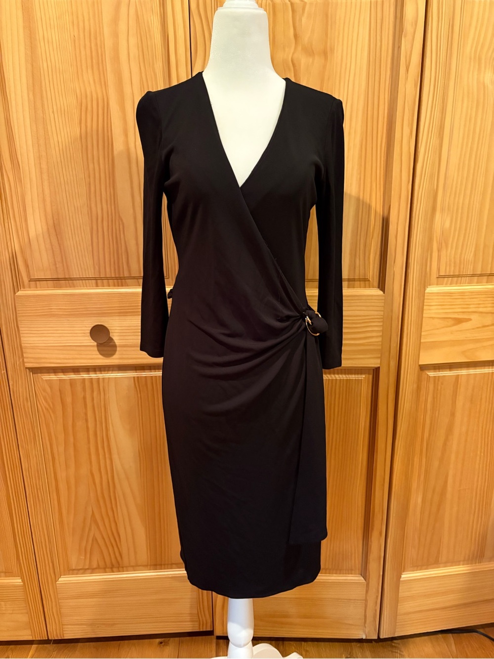 Lauren Ralph Lauren Black Faux Wrap Sheath Dress women’s size 4